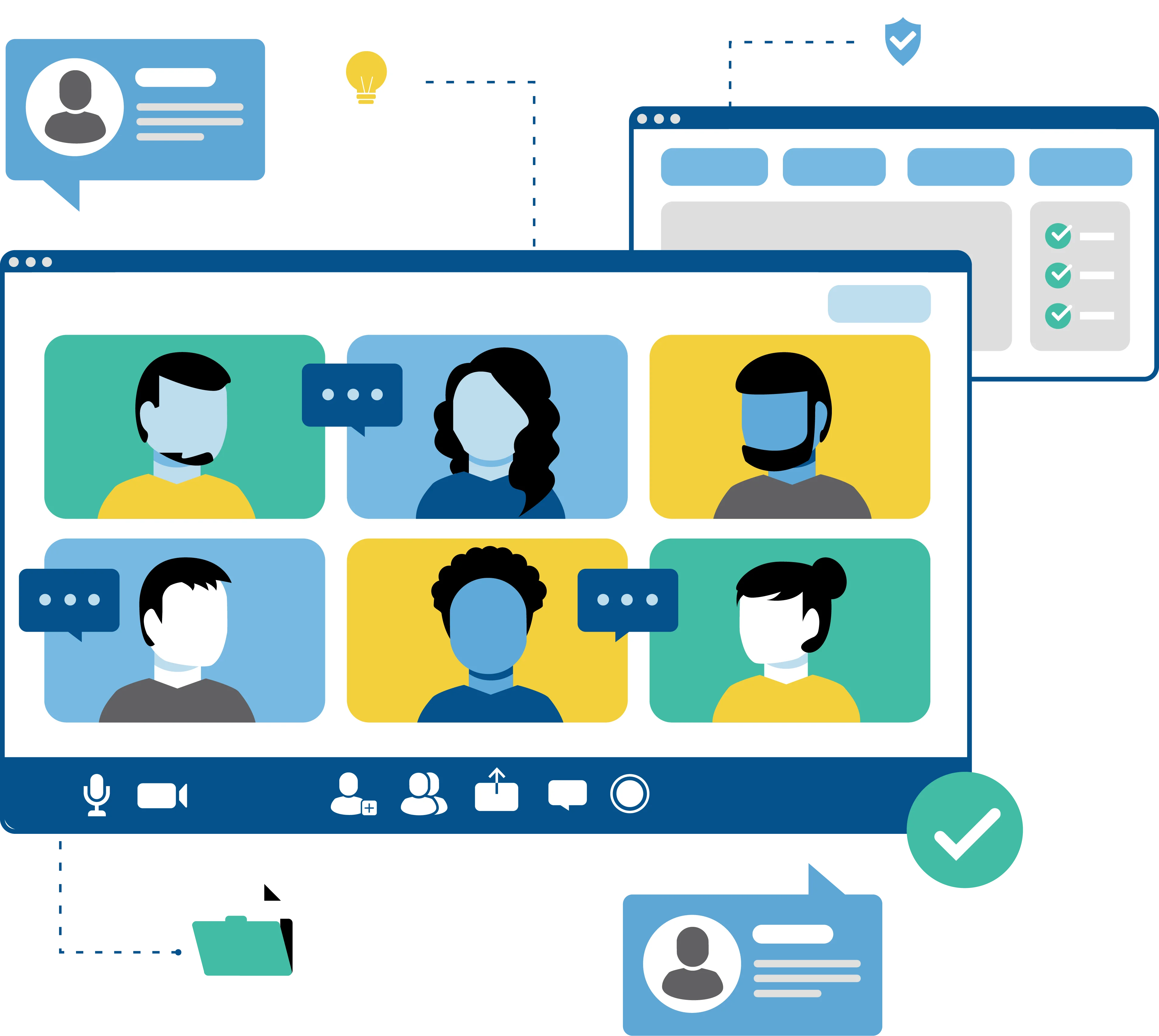 graphic of team video conferencing