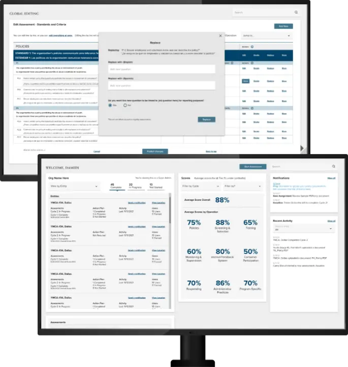 Praesidium app showing on 2 monitors grouped together