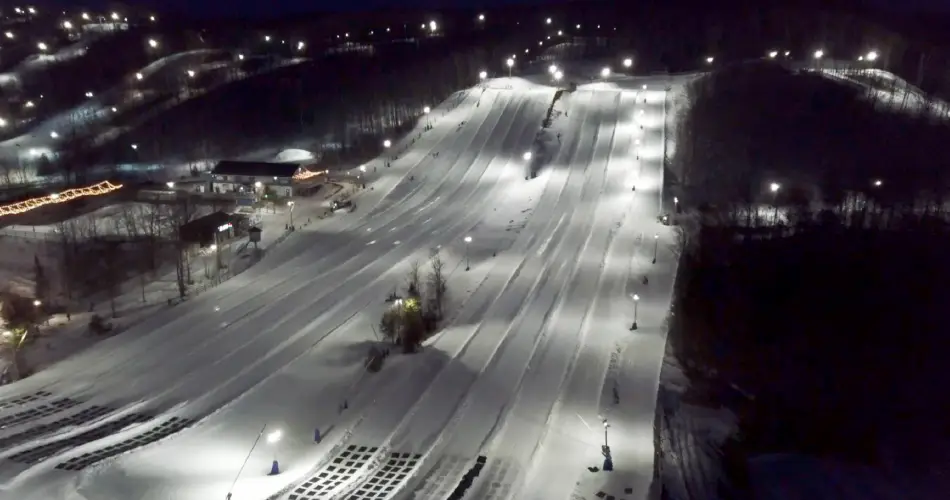 RAB Design Lighting installation on a snowy slope