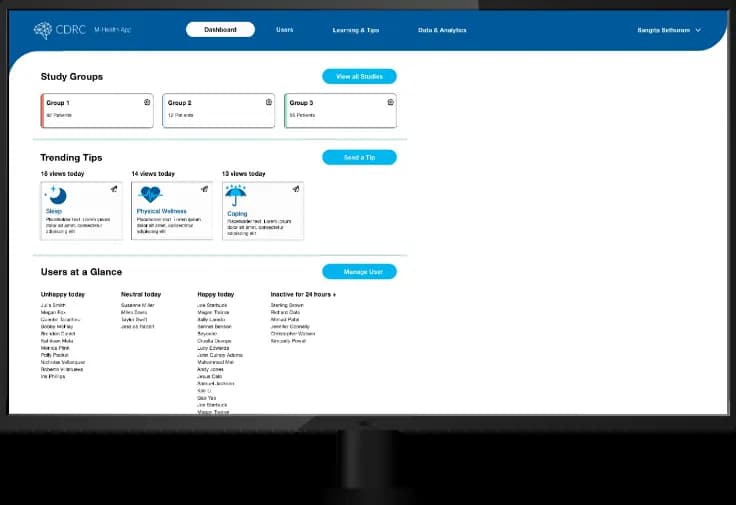 CDRC MHealth app on desktop